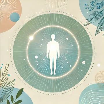 Espacio personal y bienestar: ilustración de límites y armonía.
Ilustración conceptual de espacio personal y bienestar, con una figura rodeada por un círculo luminoso que simboliza límites personales en un entorno sereno.